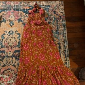 Cleobella Pink and Orange Floral Maxi Dress